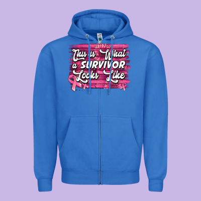 This Is What A Survivor Looks Like Breast Cancer Zipper Hoodie Designed By Nancycooperartshop