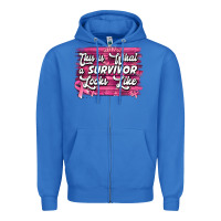 True Royal This is what a survivor looks like Breast Cancer Zipper Hoodie - NancyCooperArtShop