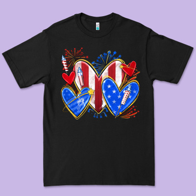 Premium Tee 4th of july hearts