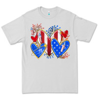 Dove Grey 4th of july hearts Premium Tee - texasbilliewilder