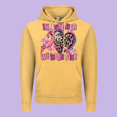 Western Leopard  In October We Wear Pink Heart Vintage Hoodie Designed By Adodesignshop