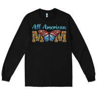 Black all american mom american flag butterfly Long Sleeve Tee - LillyAllenDesigns