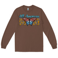 Chestnut all american mom american flag butterfly Long Sleeve Tee - LillyAllenDesigns