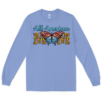 Colony Blue all american mom american flag butterfly Long Sleeve Tee - LillyAllenDesigns
