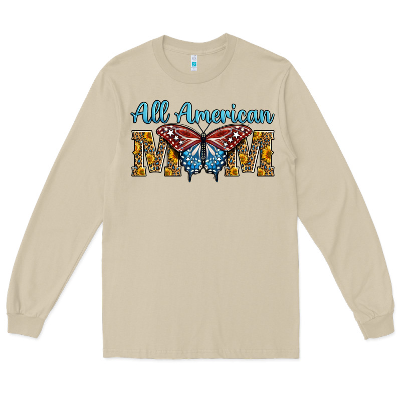 All American Mom American Flag Butterfly Long Sleeve Tee by LillyAllenDesigns | Teevron