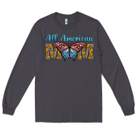 Smoke all american mom american flag butterfly Long Sleeve Tee - LillyAllenDesigns
