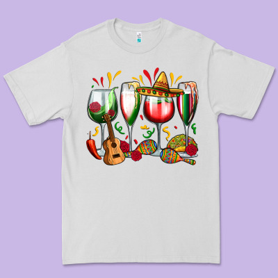 Premium Tee mexico wine glasses