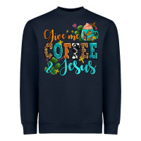 Navy gıve me coffee and jesus Heavyweight Sweatshirt - AdoDesignShop