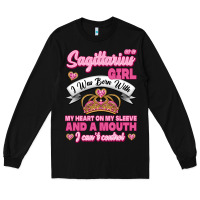 Black As A Sagittarius Girl I Was Born With My Heart On My Sleeve And  Mouth Long Sleeve Tee - Jasminsmagicworld