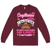 Burgundy As A Sagittarius Girl I Was Born With My Heart On My Sleeve And  Mouth Long Sleeve Tee - Jasminsmagicworld