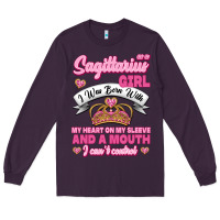 Plum As A Sagittarius Girl I Was Born With My Heart On My Sleeve And  Mouth Long Sleeve Tee - Jasminsmagicworld