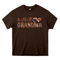 Chocolate Brown football grandma with leopard Heavy Core Tee - texasbilliewilder