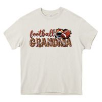 Cream football grandma with leopard Heavy Core Tee - texasbilliewilder