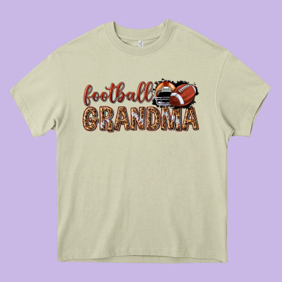 Football Grandma With Leopard Heavy Core Tee Designed By Texasbilliewilder