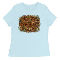 Baby Blue leopard tooled leather turquoise Ladies Tee - RanaPortraitStore