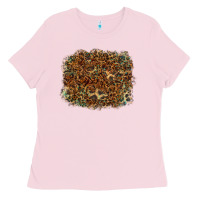 Bubblegum Pink leopard tooled leather turquoise Ladies Tee - RanaPortraitStore