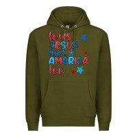 Army Green love jesus and america too Premium Hoodie - JahusDesignShop