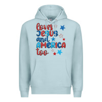 Blue Mist love jesus and america too Premium Hoodie - JahusDesignShop