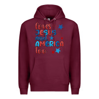 Burgundy love jesus and america too Premium Hoodie - JahusDesignShop