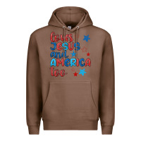 Chestnut love jesus and america too Premium Hoodie - JahusDesignShop