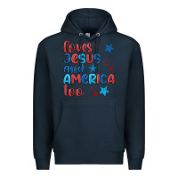 Navy love jesus and america too Premium Hoodie - JahusDesignShop