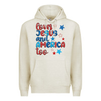 Oatmeal Heather love jesus and america too Premium Hoodie - JahusDesignShop