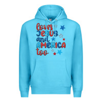 Ocean Blue love jesus and america too Premium Hoodie - JahusDesignShop