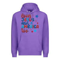 Purple love jesus and america too Premium Hoodie - JahusDesignShop