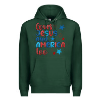 Sports Green love jesus and america too Premium Hoodie - JahusDesignShop