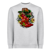 Heather Grey Christmas Cowboy Boots Heavyweight Sweatshirt - JahusDesignShop