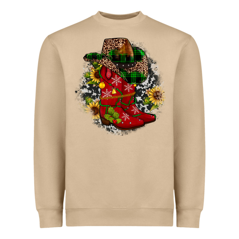 Christmas Cowboy Boots Heavyweight Sweatshirt by JahusDesignShop | Teevron