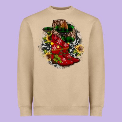 Christmas Cowboy Boots Heavyweight Sweatshirt Designed By Jahusdesignshop
