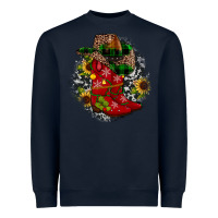 Navy Christmas Cowboy Boots Heavyweight Sweatshirt - JahusDesignShop