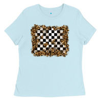 Baby Blue racing leopard background Ladies Tee - RanaPortraitStore