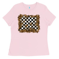 Bubblegum Pink racing leopard background Ladies Tee - RanaPortraitStore