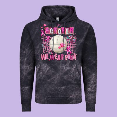 In October We Wear Pink Volleyball Vintage Hoodie Designed By Adodesignshop