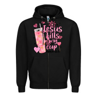 Black valentine jesus fills my cup Zipper Hoodie - MaliasSmallBusiness