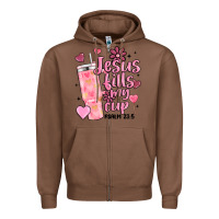 Chestnut valentine jesus fills my cup Zipper Hoodie - MaliasSmallBusiness