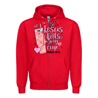 Red valentine jesus fills my cup Zipper Hoodie - MaliasSmallBusiness