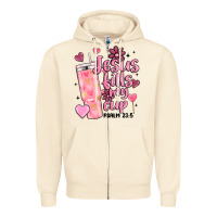 Sandshell valentine jesus fills my cup Zipper Hoodie - MaliasSmallBusiness