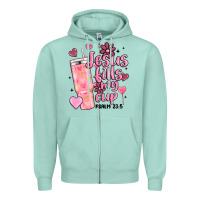 Seafoam valentine jesus fills my cup Zipper Hoodie - MaliasSmallBusiness