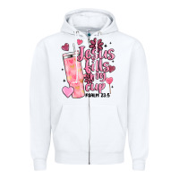 White valentine jesus fills my cup Zipper Hoodie - MaliasSmallBusiness