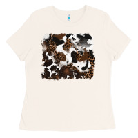 Bone leopard cowhide background Ladies Tee - RanaPortraitStore