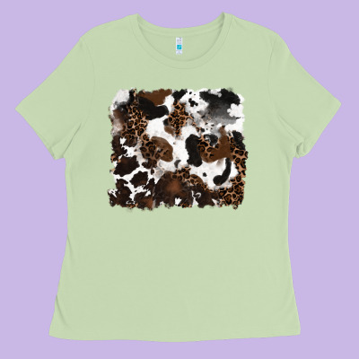 Ladies Tee leopard cowhide background