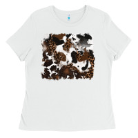 White leopard cowhide background Ladies Tee - RanaPortraitStore