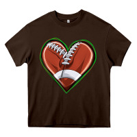 Chocolate Brown football heart Heavy Core Tee - texasbilliewilder