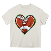 Cream football heart Heavy Core Tee - texasbilliewilder