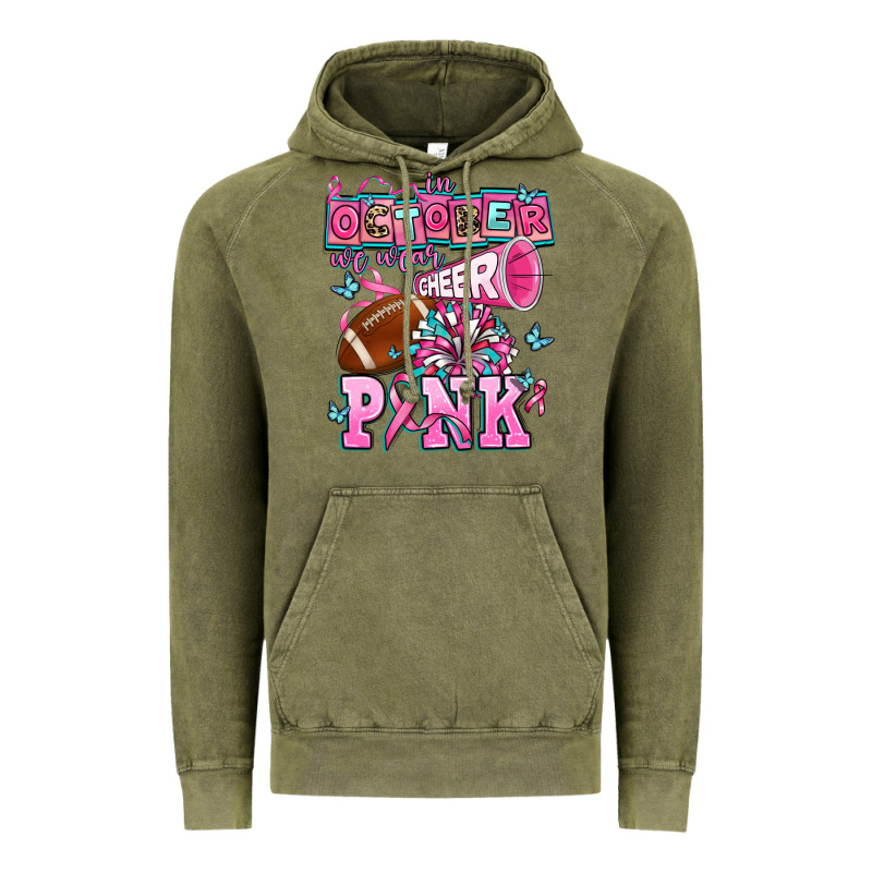 In October We Wear Cheer Pink Football Vintage Hoodie by AdoDesignShop | Teevron