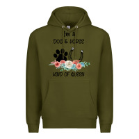 Army Green I'm A Dog & Horse Kind Of Queen Pet Lover Owner Premium Hoodie - Bettercallsaul