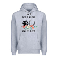 Heather Grey I'm A Dog & Horse Kind Of Queen Pet Lover Owner Premium Hoodie - Bettercallsaul